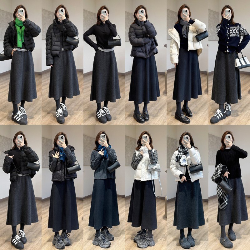 Plisovaná midi sukňa, polyester farbený priadzami, 2025 zima, Elegantný mestský štýl