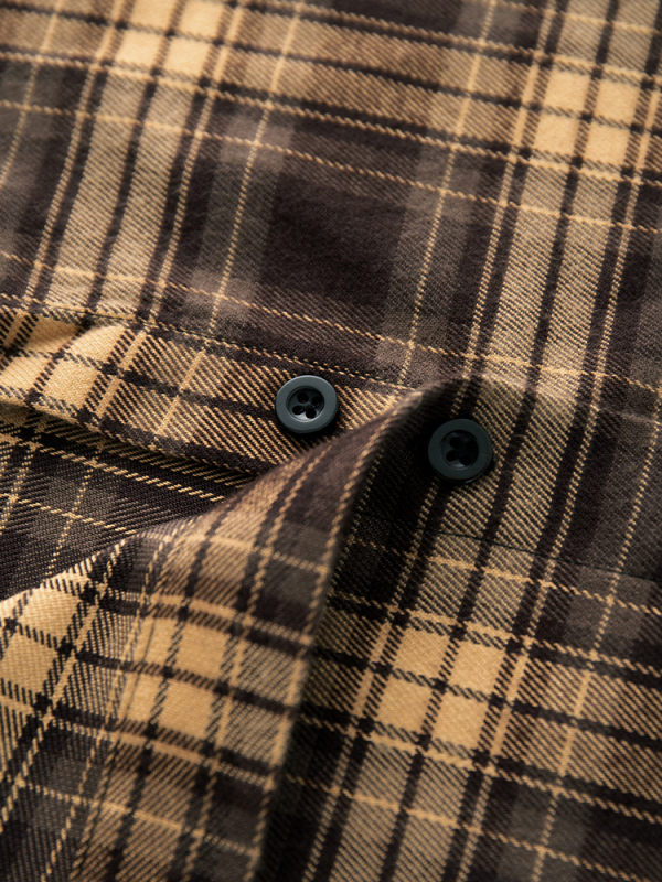 Риза с каре-патчворк, поло яка, дълги ръкави, свободен силует (Средна дължина, памук-смесена тъкан)