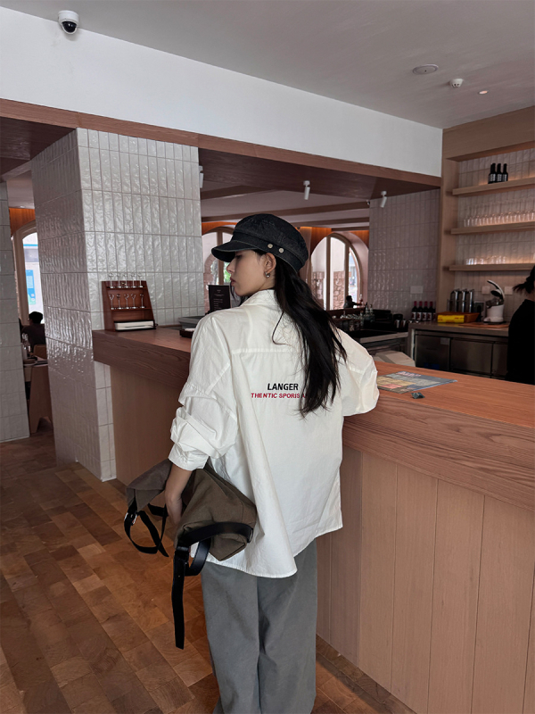 Риза - корейски ежедневен стил, дълги ръкави, Turn-Down яка, 95%+ памук