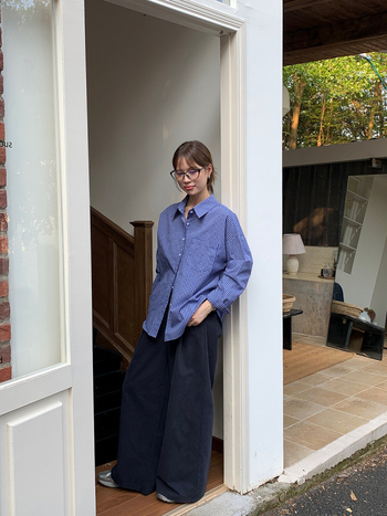 Риза с каре шарка, памук-полиестерова смес, свободна кройка, дълги ръкави