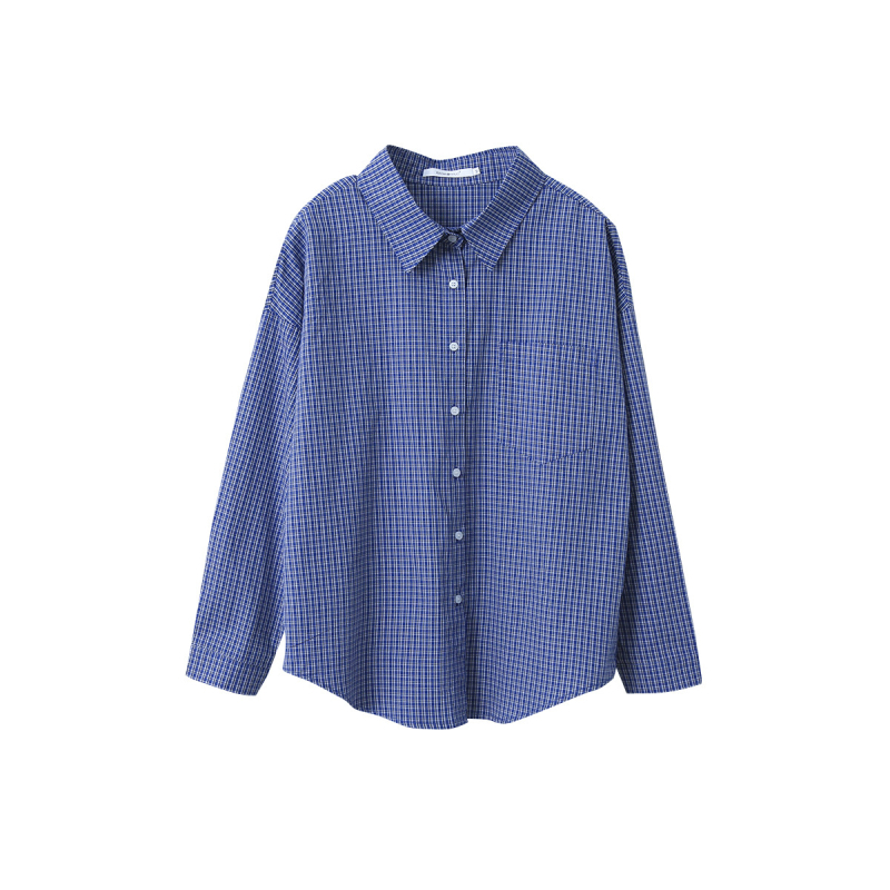 Риза с каре шарка, памук-полиестерова смес, свободна кройка, дълги ръкави