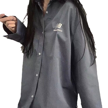 Двупартиен комплект: риза и пола, дълги ръкави, яка тип риза, японско/корейски ежедневен стил, полиестрова смес с бродерия, есен 2024