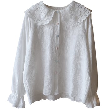 Bluza s ovratnikom lutkastog stila, cvjetni uzorak, dugi rukavi, prorezni dizajn, slobodan kroj