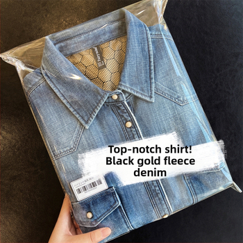 Ženska denim košulja s podstavom za toplinu, europski stil, uski kroj, za jesen i zimu