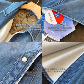 Ženska denim košulja s podstavom za toplinu, europski stil, uski kroj, za jesen i zimu