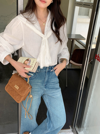 Риза със смес от Тенцел и лен, еднотонен модел, дълъг ръкав, копчета в един ред, елегантен градски стил