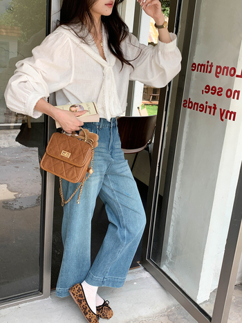 Риза със смес от Тенцел и лен, еднотонен модел, дълъг ръкав, копчета в един ред, елегантен градски стил