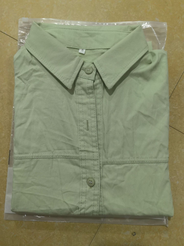 Риза от памук - оверсайз, поло яка, дълги ръкави, средна дължина