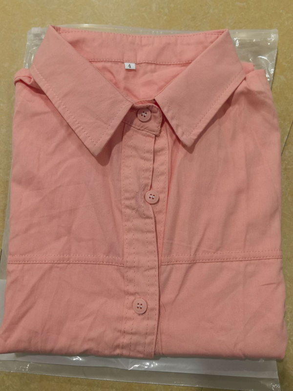 Риза от памук - оверсайз, поло яка, дълги ръкави, средна дължина