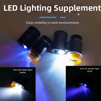 Chuda Prenosný ručný mikroskop na šperky, 60x zväčšenie, makro režim, nastaviteľný