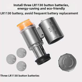 Chuda Prenosný ručný mikroskop na šperky, 60x zväčšenie, makro režim, nastaviteľný