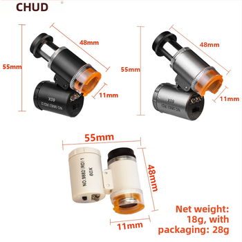 Chuda Prenosný ručný mikroskop na šperky, 60x zväčšenie, makro režim, nastaviteľný