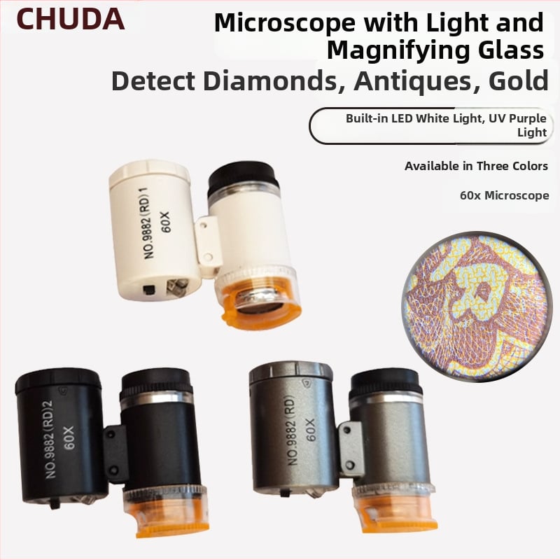 Chuda Prenosný ručný mikroskop na šperky, 60x zväčšenie, makro režim, nastaviteľný