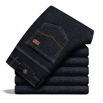 Férfi farmernadrágok - egyenes szár, magas derék, cipzár, 75% pamut