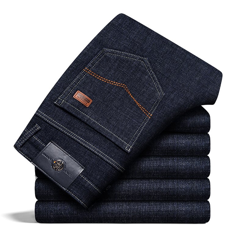 Férfi farmernadrágok - egyenes szár, magas derék, cipzár, 75% pamut