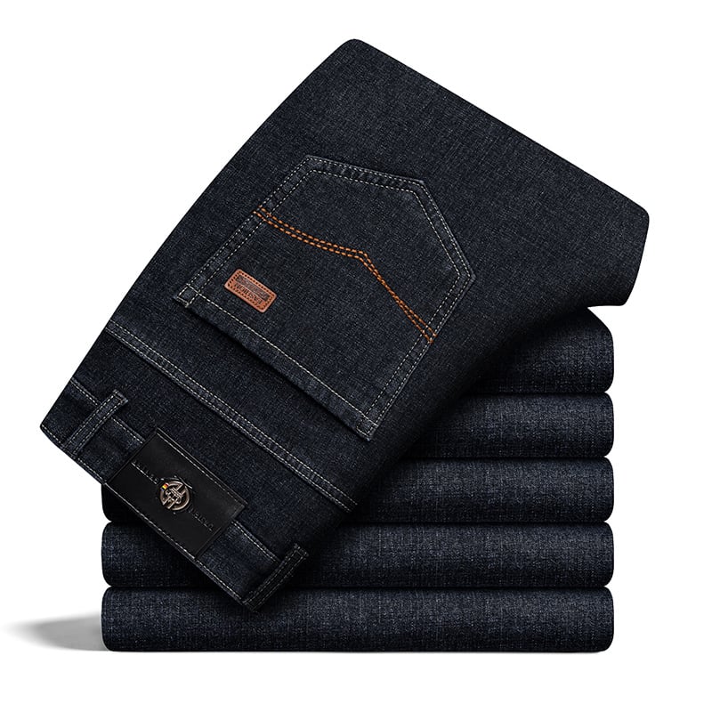 Férfi farmernadrágok - egyenes szár, magas derék, cipzár, 75% pamut