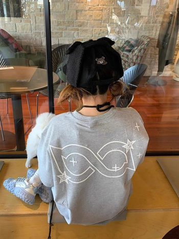 Памучна тениска с аниме принт, свободен модел, корейски стил, кръгла яка