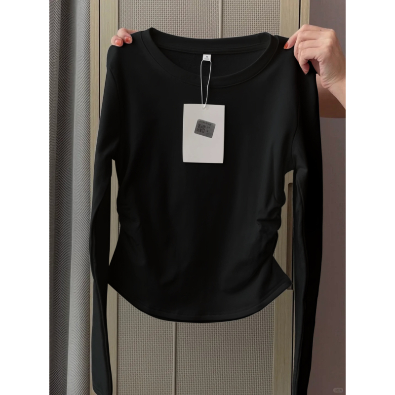 Ženski dugi rukav T‑shirt, slim fit, okrugli izrez, standardna dužina, poliester materijal