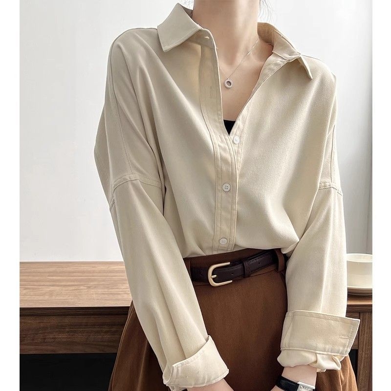 Bluza od svile i spandeksa s polo ovratnikom, dugi rukav, obična duljina