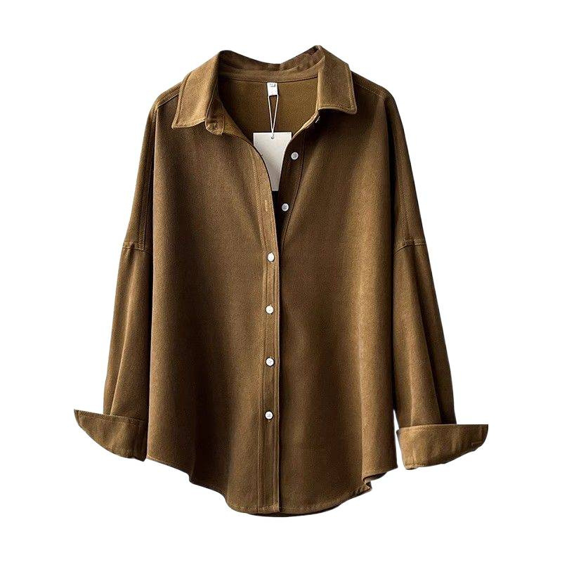 Bluza od svile i spandeksa s polo ovratnikom, dugi rukav, obična duljina