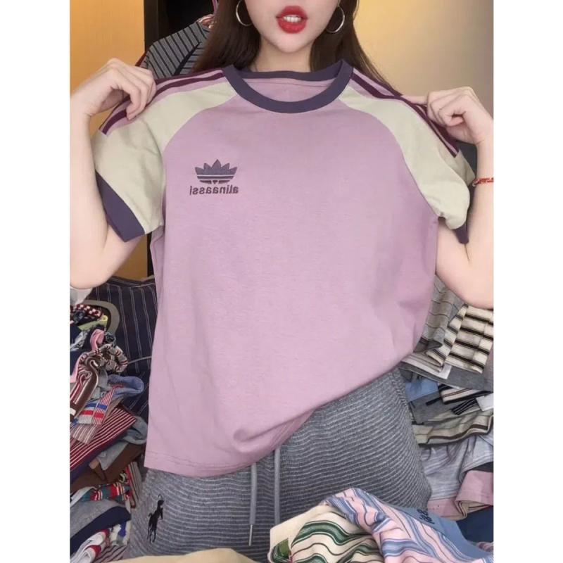 Тениска с бродерия, къс ръкав, кръгло деколте, свободен силует, полиестер, лято 2025