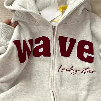 Ženski hoodie s kapuljom od flisa, američki vintage stil, širok oversize kroj, poliester tkanina, tisak slova, srednja duljina