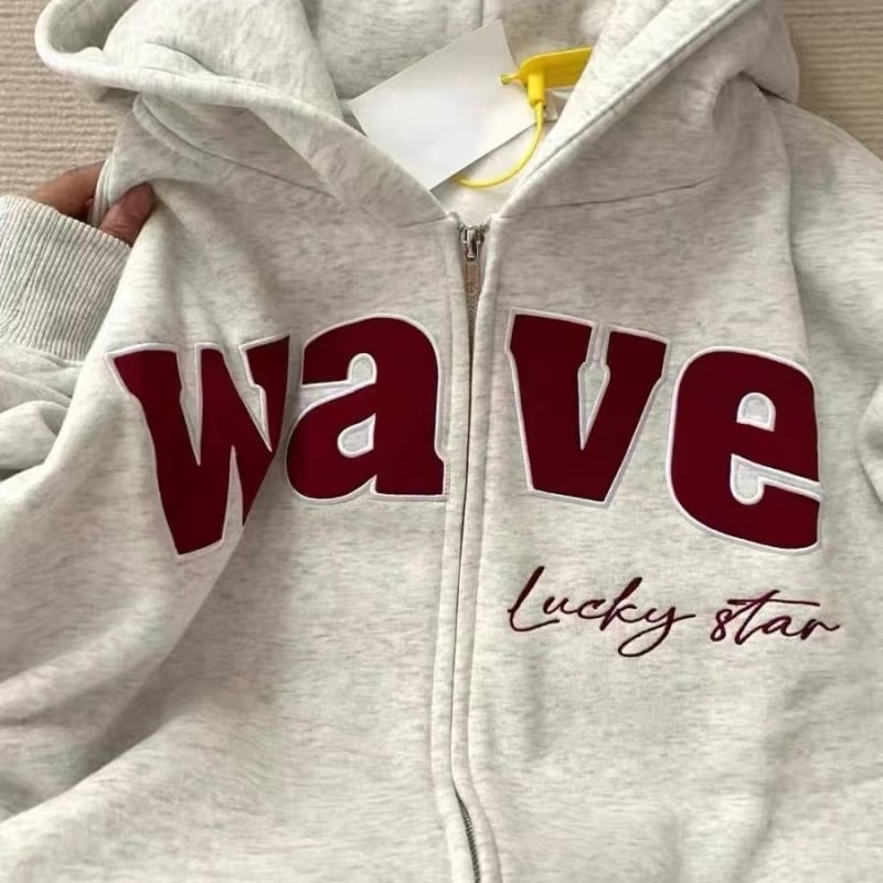 Ženski hoodie s kapuljom od flisa, američki vintage stil, širok oversize kroj, poliester tkanina, tisak slova, srednja duljina
