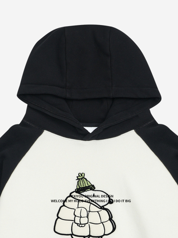 Mikina s kapucňou z fleecu, raglan rukávy a potlač psa, terry bavlna, voľný strih