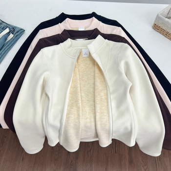 Mikina od pamuka-elastana, debeli materijal, okrugli ovratnik, dugi rukavi, standardna duljina, casual japansko-korejski stil