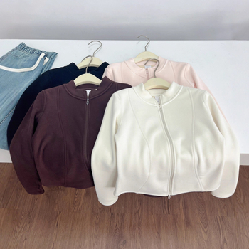 Mikina od pamuka-elastana, debeli materijal, okrugli ovratnik, dugi rukavi, standardna duljina, casual japansko-korejski stil