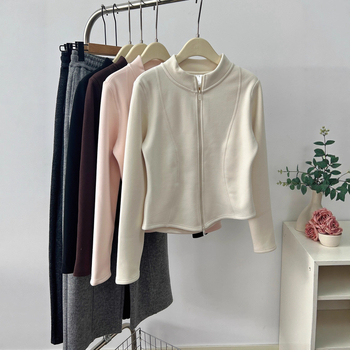 Mikina od pamuka-elastana, debeli materijal, okrugli ovratnik, dugi rukavi, standardna duljina, casual japansko-korejski stil