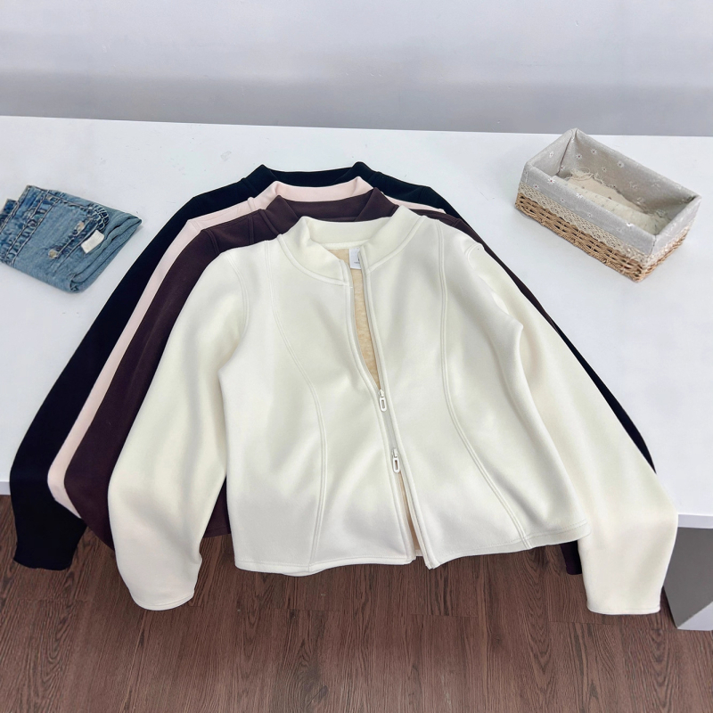 Mikina od pamuka-elastana, debeli materijal, okrugli ovratnik, dugi rukavi, standardna duljina, casual japansko-korejski stil