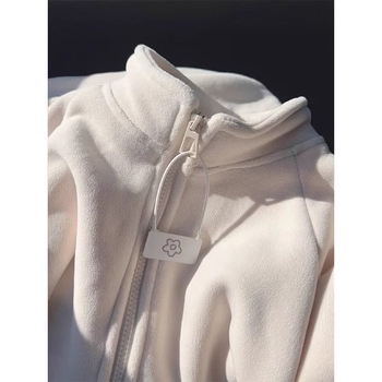 Jachetă chenille velvet cu guler înalt și fermoar, amestec spandex sub 30%, primăvara 2025, stil private-outfit socialite