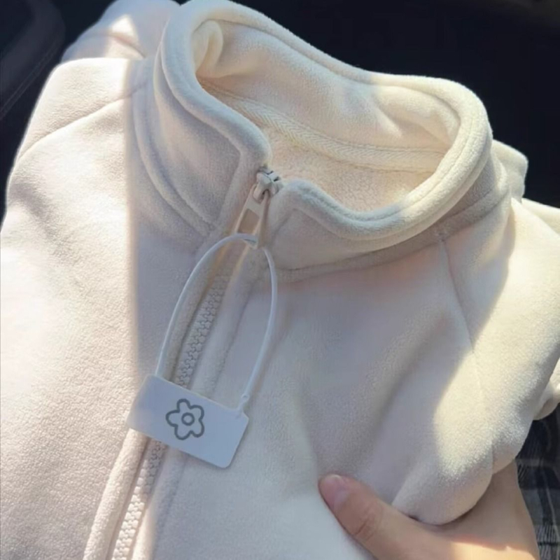 Jachetă chenille velvet cu guler înalt și fermoar, amestec spandex sub 30%, primăvara 2025, stil private-outfit socialite