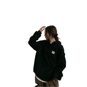 Hanorac damă cu glugă, căptușit cu fleece, imprimare cu litere, croială lejeră, poliester