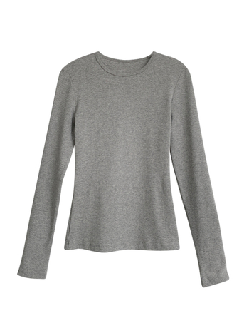 Naiste pikkade varrukatega T-särk ümmarguse kaelusega, puuvillast-elastaanist segu, ühetooniline, 3D lõige