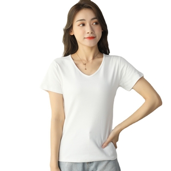 Ženski T-shirt od modalnog vlakna sa spandeksom, V-izrez, dugi rukavi, uski kroj