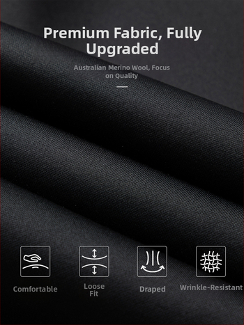 Pánske nohavice z vlneného materiálu – rovný strih, stredná výška pásu, zmes vlneného a kašmírového vlákna, bez žehlenia, do kancelárie, s viacerými vreckami