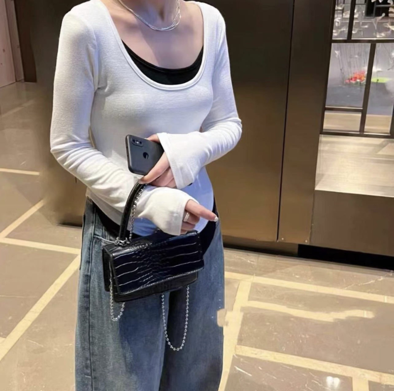 Naistele pikkade varrukatega T-särk vale kaheosaline väljanägemise, igapäevane stiil (Kangas: viskoos; Põhikangas: viskoos; Teine koostis: spandeks; Muster: ühekordne; Stiil: vale kaheosaline komplekt)