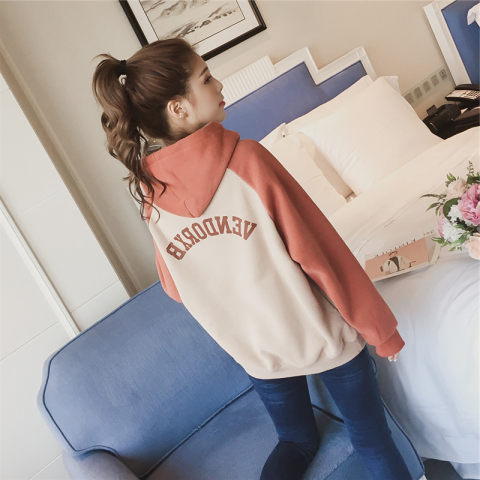 Γυναικείο Ulzzang φούτερ με κουκούλα - χαλαρή γραμμή, μακριά μανίκια, εκτύπωση, ύφασμα πολυεστέρα-σπαντέξ, χειμώνας 2022