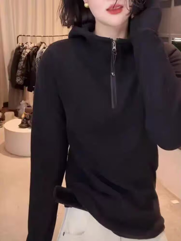 Hanorac damă din bumbac cu glugă, croială lejeră, mâneci lungi, material subțire, primăvara 2025