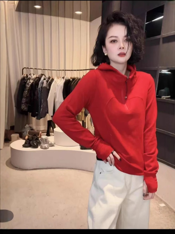 Hanorac damă din bumbac cu glugă, croială lejeră, mâneci lungi, material subțire, primăvara 2025