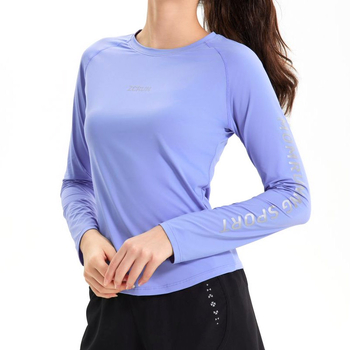 Γυναικειό μακρύ μανίκί αθλητικό τόπ για yoga και τρέξιμο, πολυεστέρας, Slim Fit, στρογγυλή λαιμόκοψη, κανονικό μήκος (Polyester • Slim Fit • Round Neck • Regular Length)