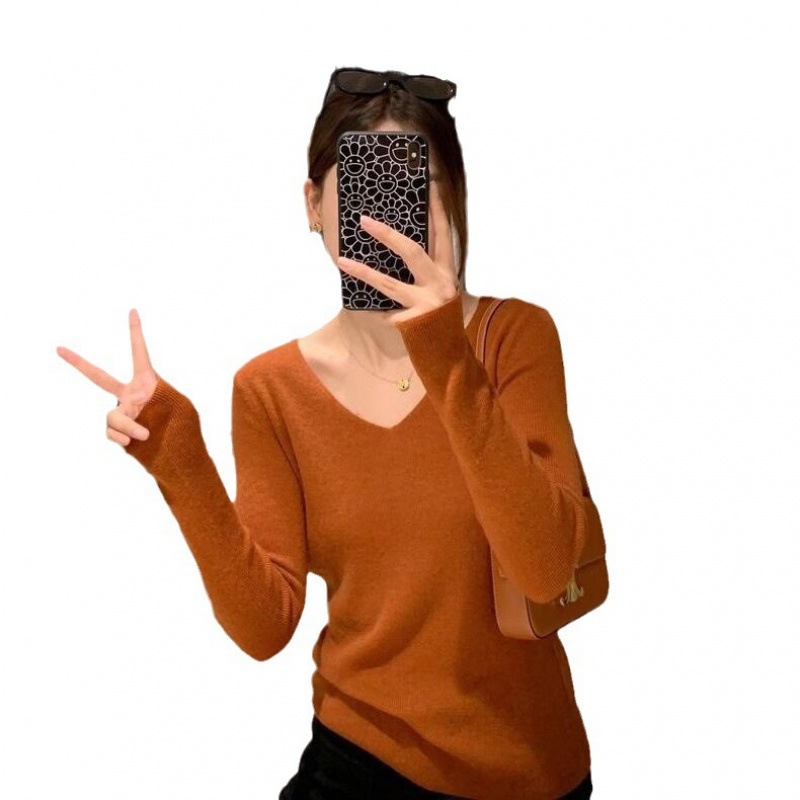 Džemper od vune i kašmira, slim fit, V-izrez, tanak pleteni