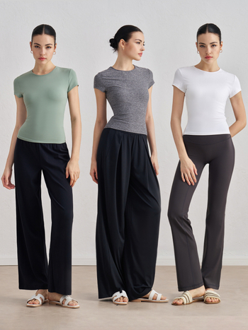 Dámske joga tričko - úzky strih, okrúhly výstrih, krátke rukávy, dĺžka po boky, Nylon 91%/Spandex 9% (150 g)