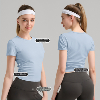 INFLACHI Dámske jogové tričko — rýchloschnúce, pásový strih, dĺžka do bokov, krátke rukávy, materiál: 78% nylon, 22% lycra