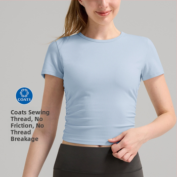 INFLACHI Dámske jogové tričko — rýchloschnúce, pásový strih, dĺžka do bokov, krátke rukávy, materiál: 78% nylon, 22% lycra