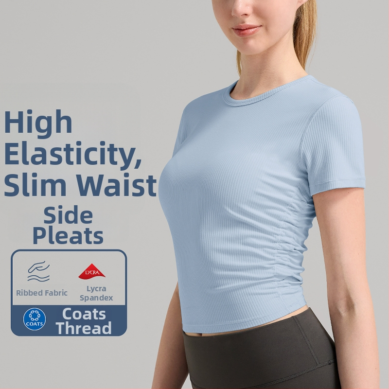 INFLACHI Dámske jogové tričko — rýchloschnúce, pásový strih, dĺžka do bokov, krátke rukávy, materiál: 78% nylon, 22% lycra