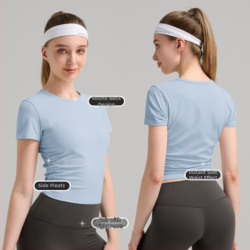 INFLACHI Dámske jogové tričko — rýchloschnúce, pásový strih, dĺžka do bokov, krátke rukávy, materiál: 78% nylon, 22% lycra