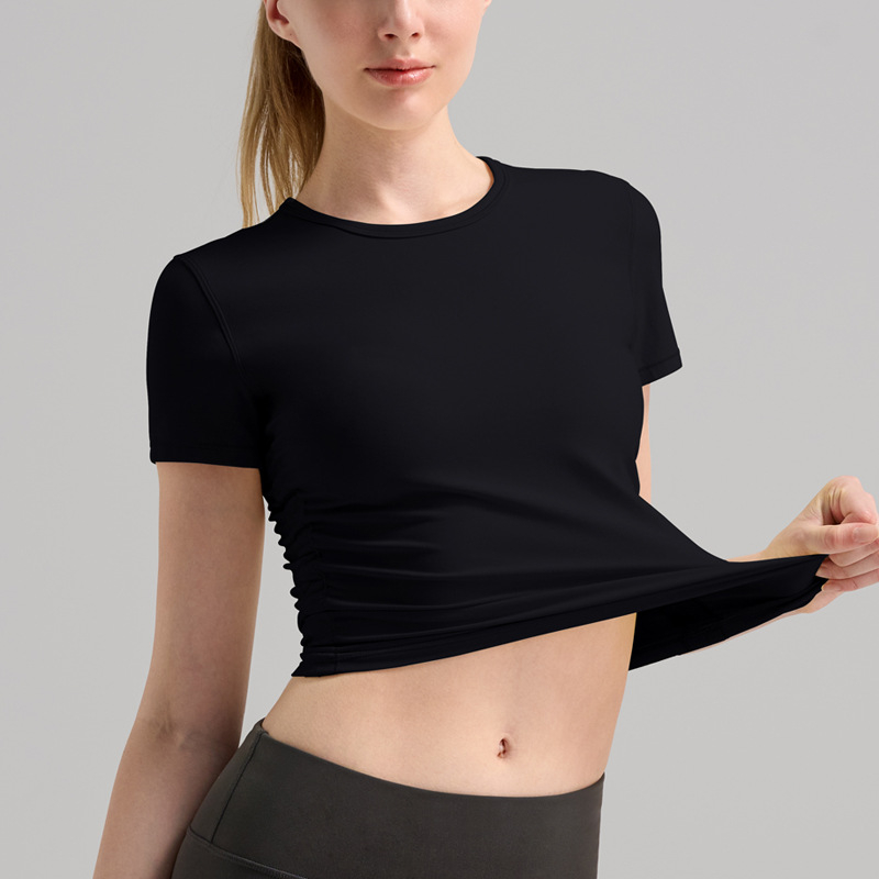 INFLACHI Dámske jogové tričko — rýchloschnúce, pásový strih, dĺžka do bokov, krátke rukávy, materiál: 78% nylon, 22% lycra